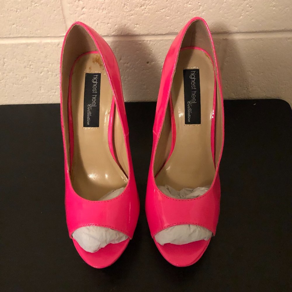 Fuchsia The Highest Heel Roxy 21 Peep Toe Pumps